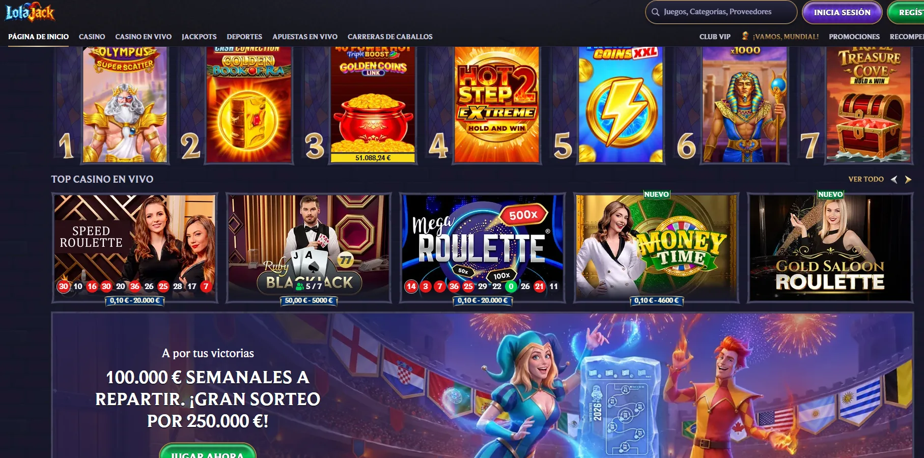 Lolajack Casino juegos y casino en vivo