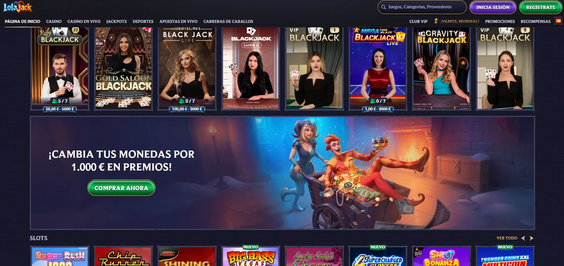 Lolajack Casino blackjack y slots
